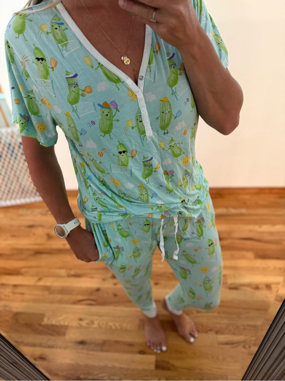 Little Sleepies Pickles Playing Tennis Lounge Pajama Set - Picture 2 of 3